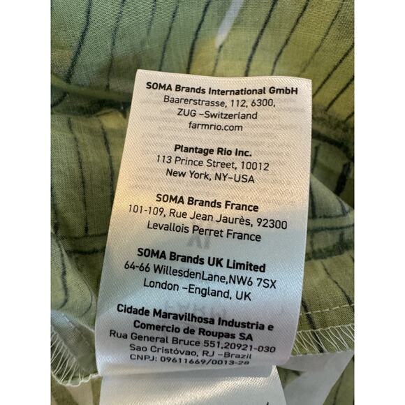 NEW! Farm Rio Palm Fan Midi Dress XL White Green Tropical Cotton Beaded Straps - Picture 11 of 12